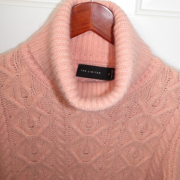 The Limited Turtleneck Cable Knit Wool & Angora Blend Sweater Pink Size Medium - Picture 6 of 9